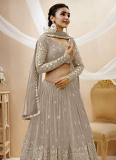 Elegant Georgette Lehenga Choli in Grey